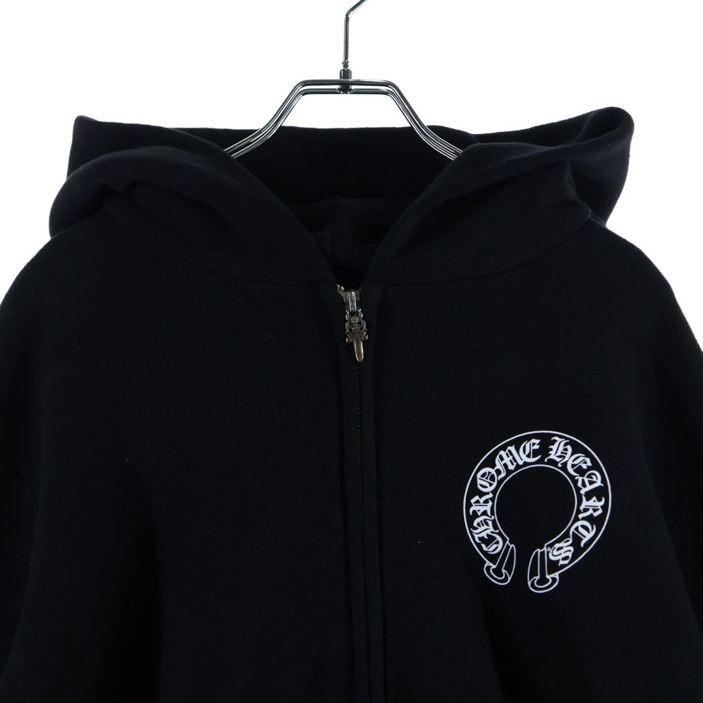 CHROME HEARTS(クロムハーツ) FLRL Zip Hoodie 袖フローラル ジップアップパーカー アーチロゴ ブラック