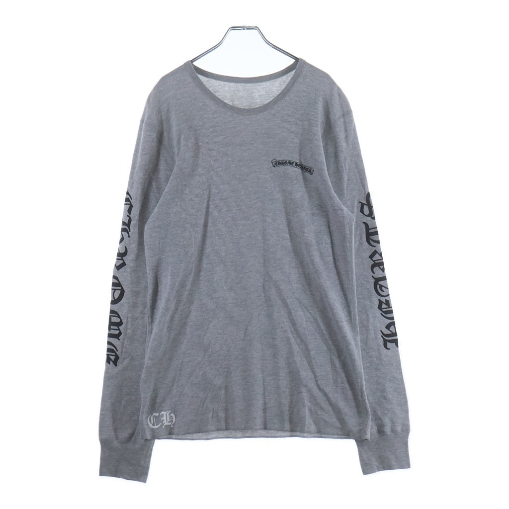 CHROME HEARTS(クロムハーツ) THERMAL L/S TEE アーム英字ロゴプリント サーマル 長袖Tシャツ ロングスリーブカットソー グレー