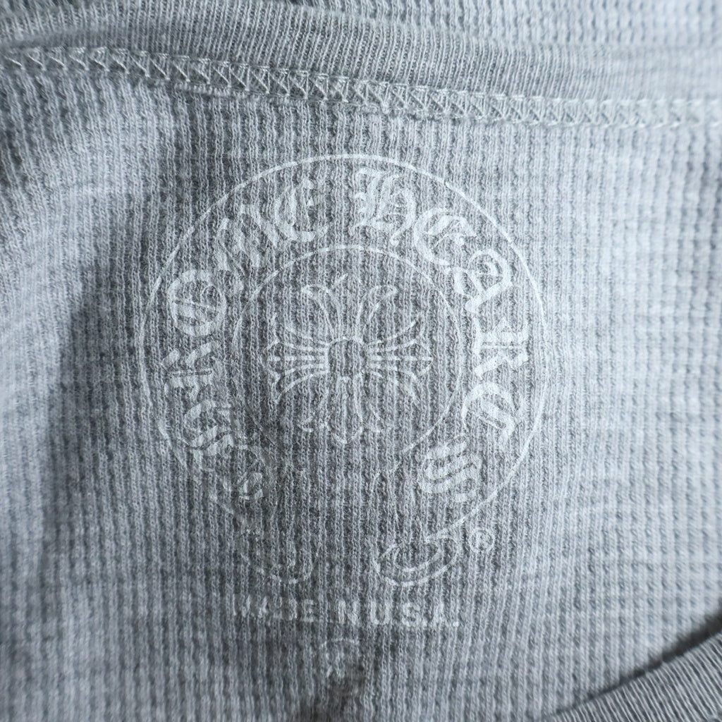CHROME HEARTS(クロムハーツ) THERMAL L/S TEE アーム英字ロゴプリント サーマル 長袖Tシャツ ロングスリーブカットソー グレー
