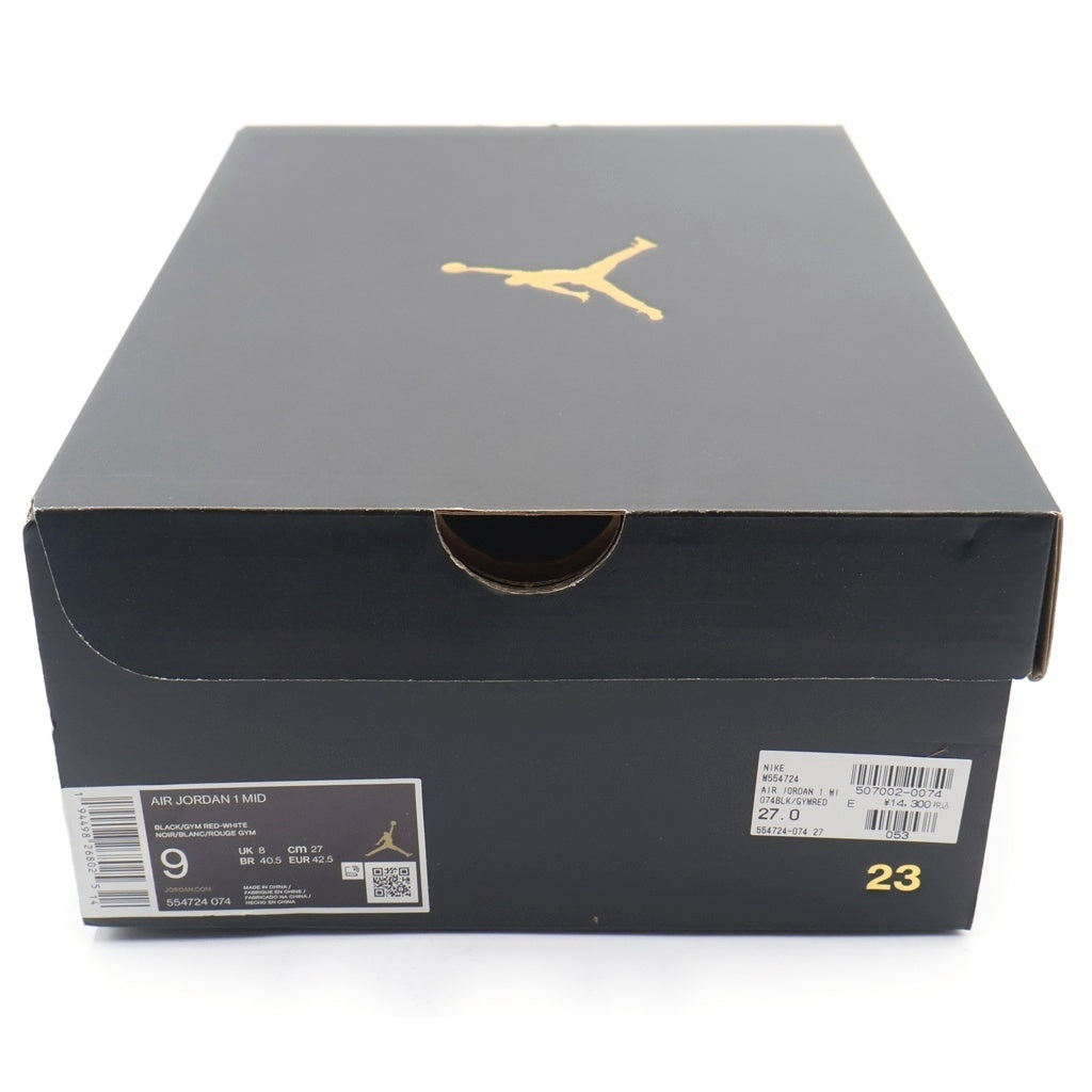 NIKE(ナイキ) AIR JORDAN1 MID 554724-074 エアジョーダン1 ミッドカットスニーカー レッド/ブラック US9/27cm