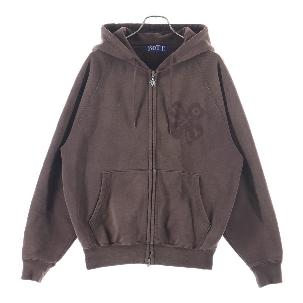 BoTT(ボット) Washed Lucky Logo Zip Hoodie ウォッシュド ラッキー ロゴ ジップ フーディー パーカー ブラウン 253BOTT43