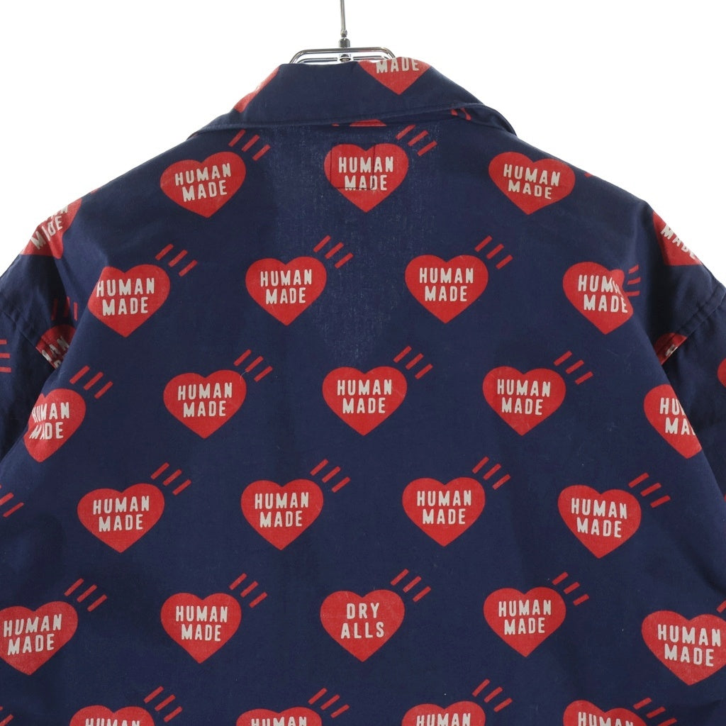 HUMAN MADE(ヒューマンメイド) 22SS HEART ALOHA SHIRT ハート コットン アロハシャツ ネイビー HM23SH012