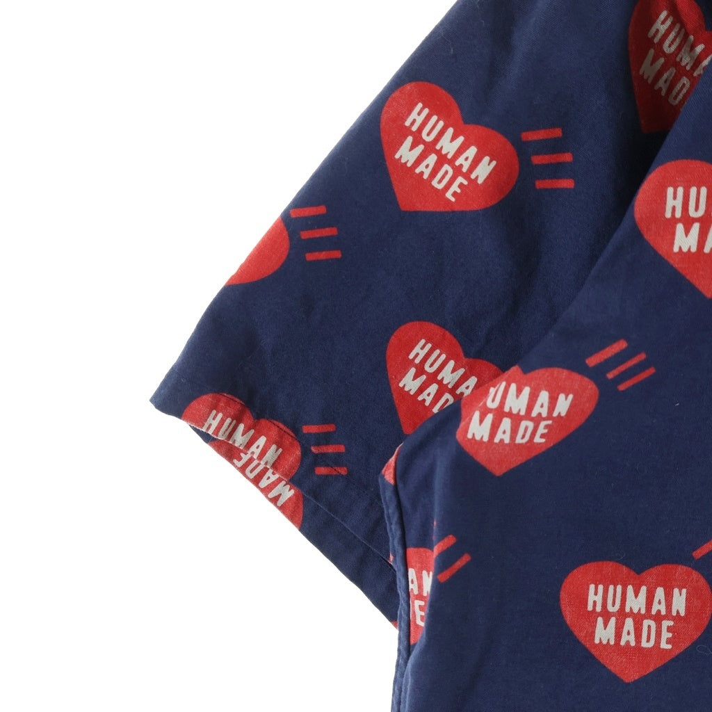 HUMAN MADE(ヒューマンメイド) 22SS HEART ALOHA SHIRT ハート コットン アロハシャツ ネイビー HM23SH012