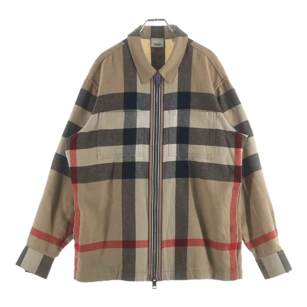 BURBERRY(バーバリー) 22SS Exaggerated Check Overshirt ノバチェック ジップアップ シャツジャケット ベージュ 8050135