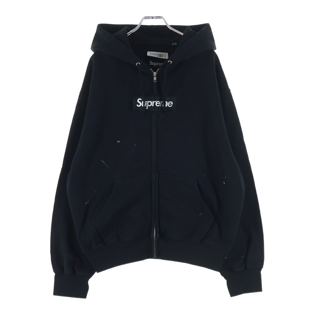 SUPREME(シュプリーム) 26SS×MM6 Maison Margiela Box Logo Zip Up Hooded Sweatshirt メゾンマルジェラ ボックスロゴ ジップアップパーカー フーディー ブラック