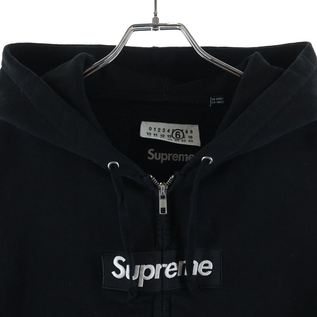 SUPREME(シュプリーム) 26SS×MM6 Maison Margiela Box Logo Zip Up Hooded Sweatshirt メゾンマルジェラ ボックスロゴ ジップアップパーカー フーディー ブラック