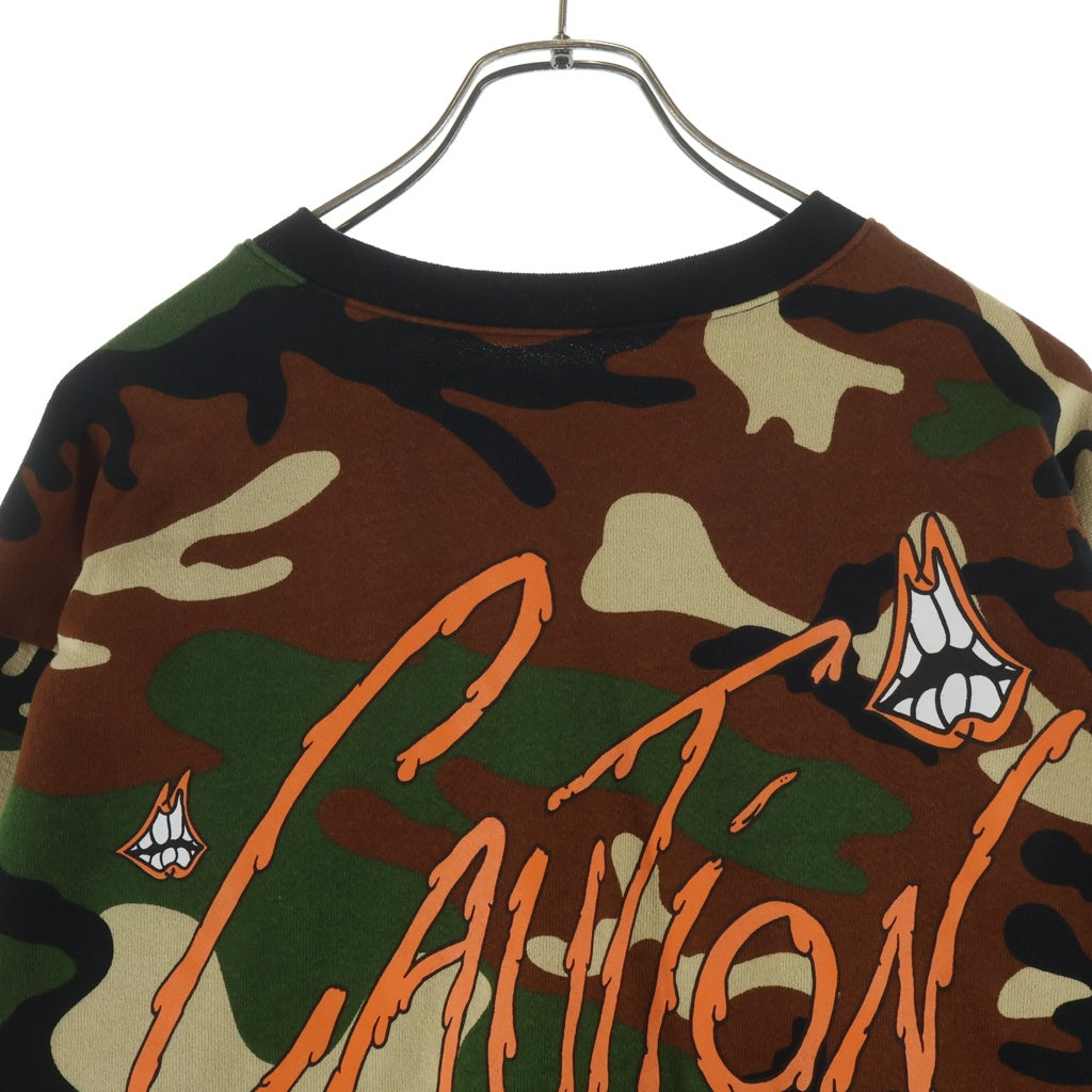 CHROME HEARTS(クロムハーツ) ×MATTY BOY PPO CAUTION CREW マッティボーイ カモフラ総柄 チョンパープリント クルーネックスウェットトレーナー カーキ