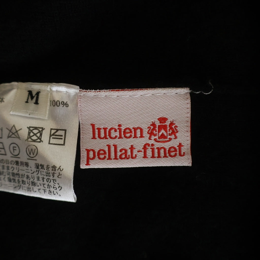 lucien pellat-finet(ルシアンペラフィネ) 胸ロゴ 3B カシミヤカーディガン ブラック