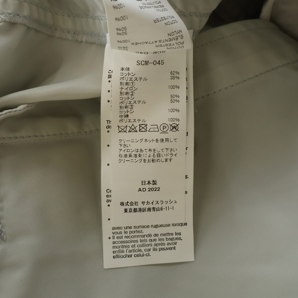 Sacai(サカイ) Sponge Sweat MA-1 Hoodie ナイロン切替 スウェット ジップアップフーディー グレーSCM-045