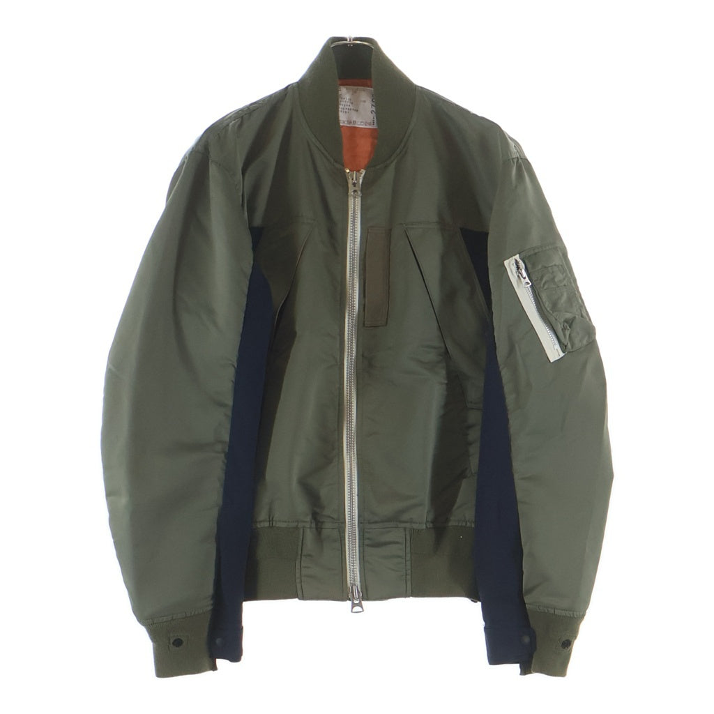 Sacai(サカイ) 22SS Nylon Twill Mix Blouson ナイロンツイルミックスブルゾン ドッキング MA-1 フライトジャケット カーキ/ネイビー 22-02708M