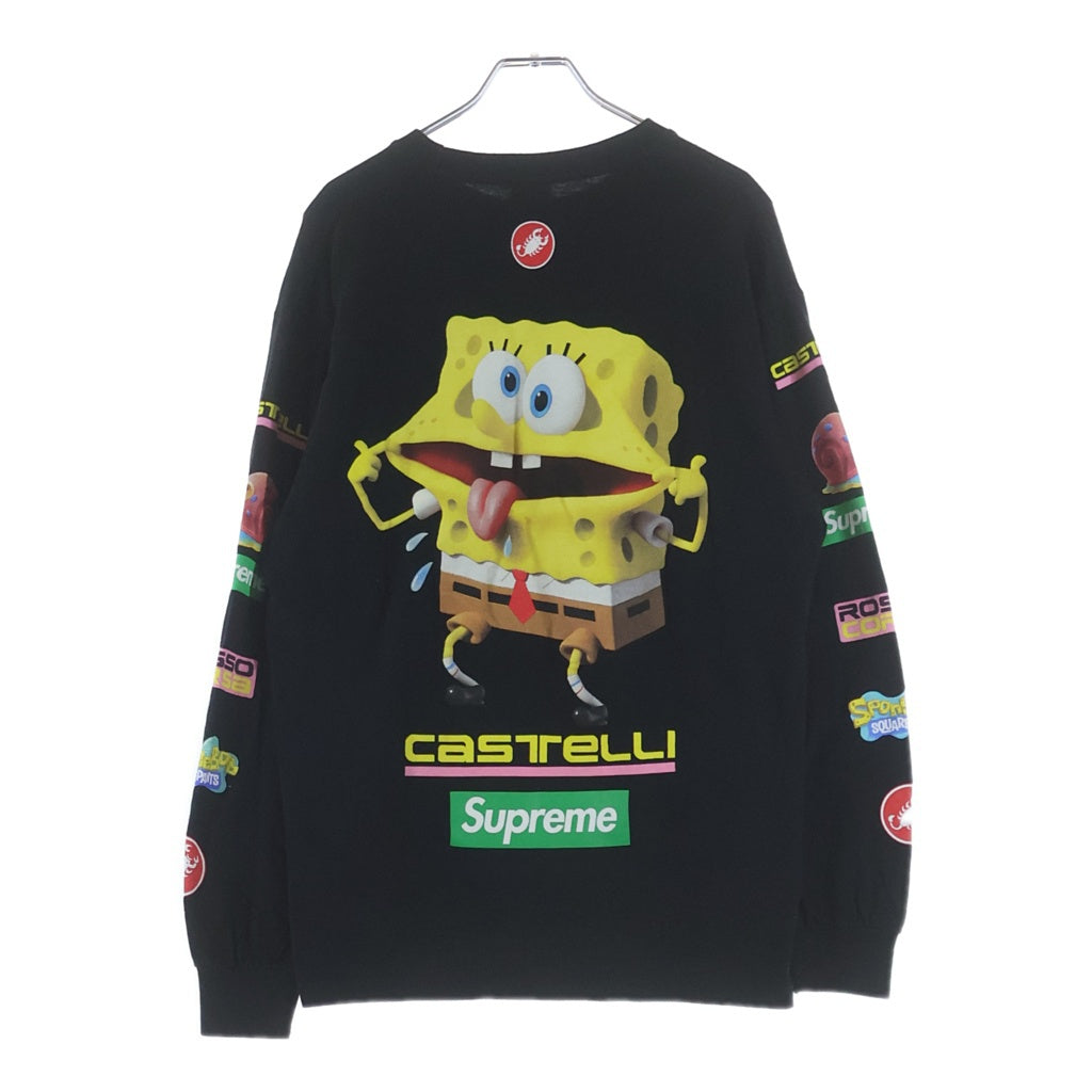 SUPREME(シュプリーム) 25SS×SpongeBob Castelli Racing L/S Tee スポンジボブ カステリ レーシング エルエス 長袖Tシャツ ロングスリーブカットソー ブラック