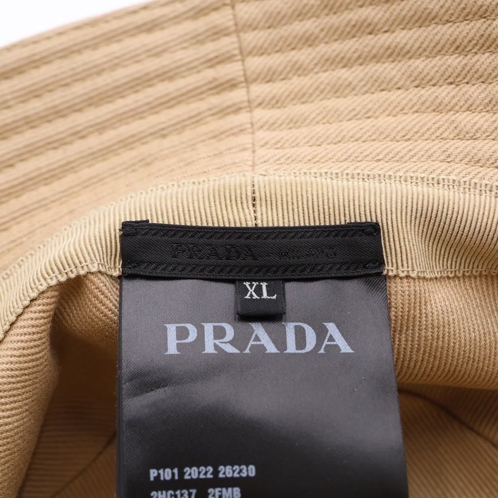 PRADA(プラダ) トライアングルロゴ ドリルバケットハット 帽子 ベージュ 2HC137 2FMB