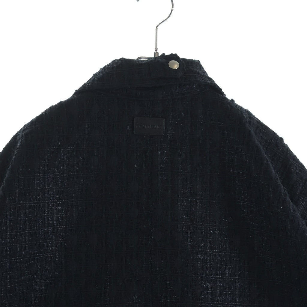 A.F ARTEFACT(エーエフアーティファクト) TUCK SLEEVE JACKET LUXURY TWEED タッグスリーブ ツイード ジップアップジャケット ブラック
