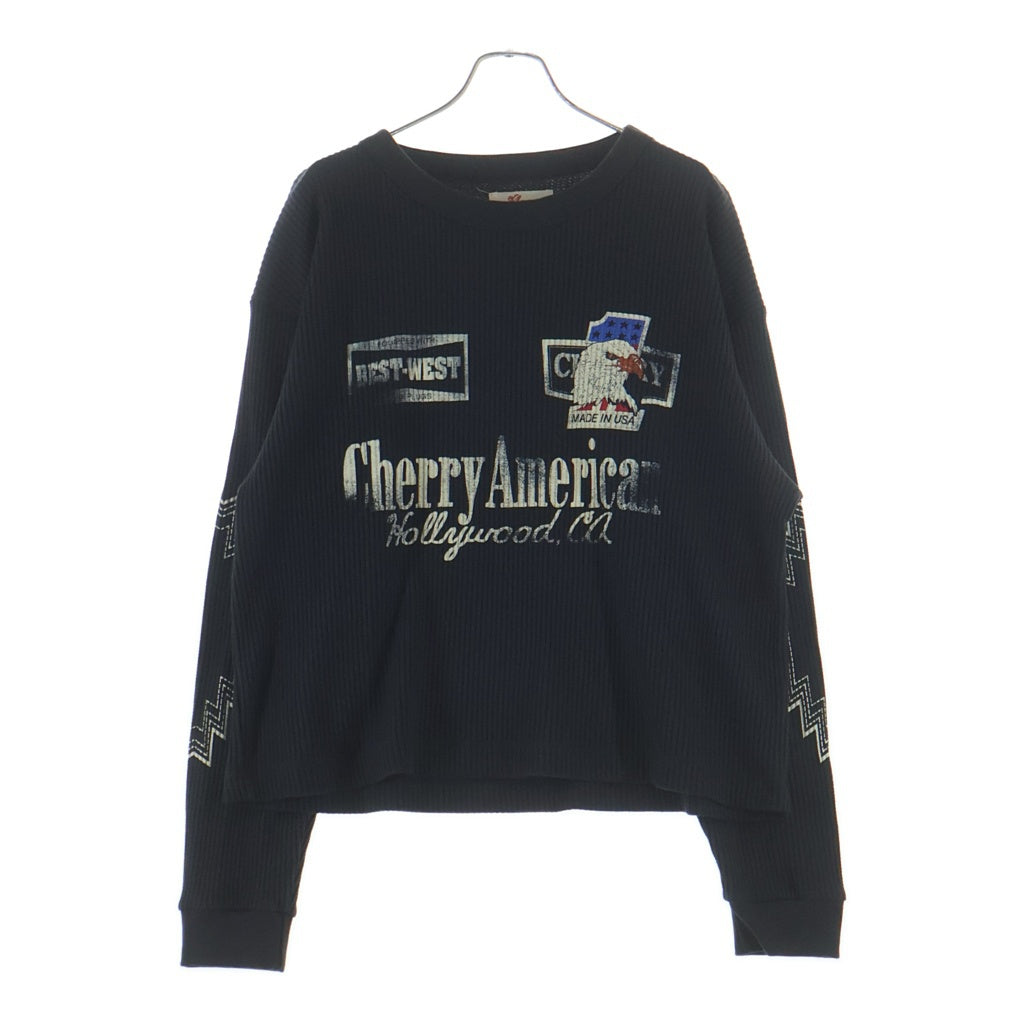 NO BRAND(ノーブランド) Cherry(チェリー)Best West Thermal サーマル 長袖Tシャツ ロングスリーブカットソー ブラック