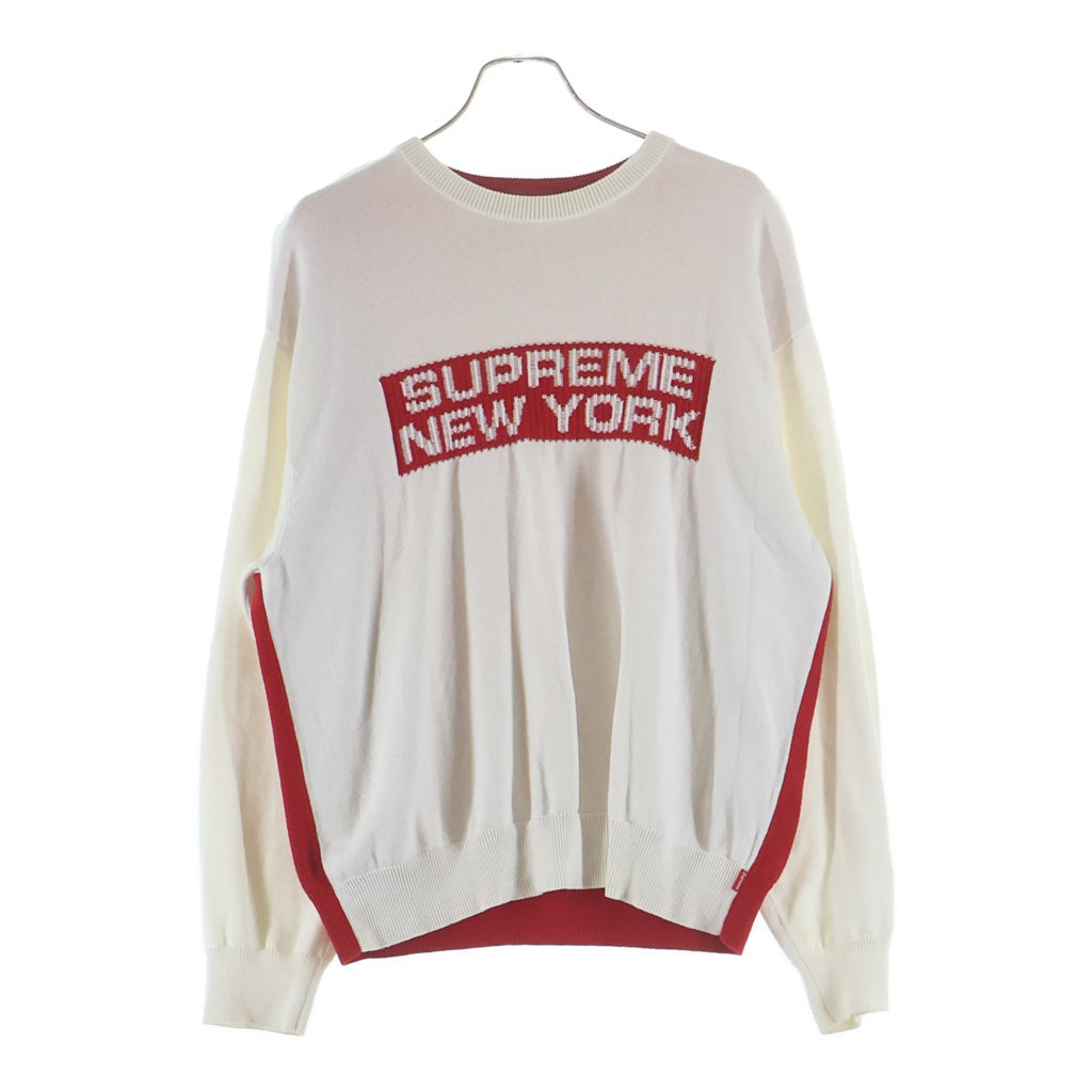 SUPREME(シュプリーム) 22SS 2-Tone Sweater ツートーン ニットセーター ホワイト/レッド