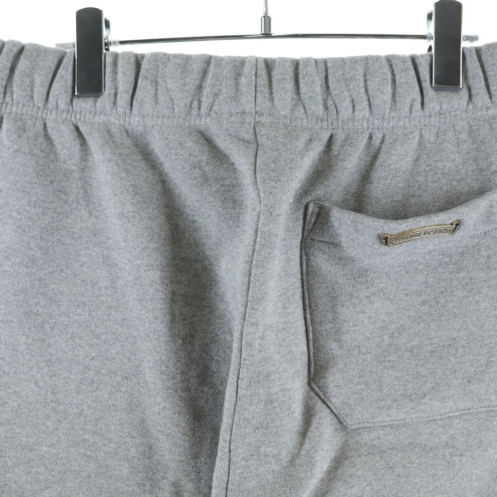 CHROME HEARTS(クロムハーツ) Y NOT CEMETERY CROSS PATCH SWEAT SHORTS レザーセメタリークロスパッチ スウェットショーツ ハーフパンツ グレー/ブラック
