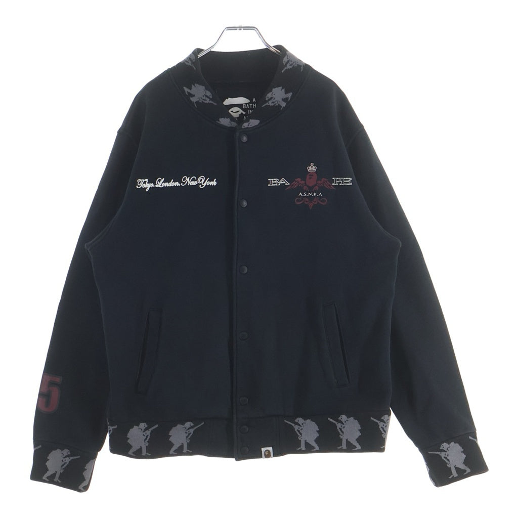 A BATHING APE(アベイシングエイプ) ×STASH BAPE SOLDIER VARSITY JACKET スタッシュ ヴァーシティージャケット ブルゾン ブラック