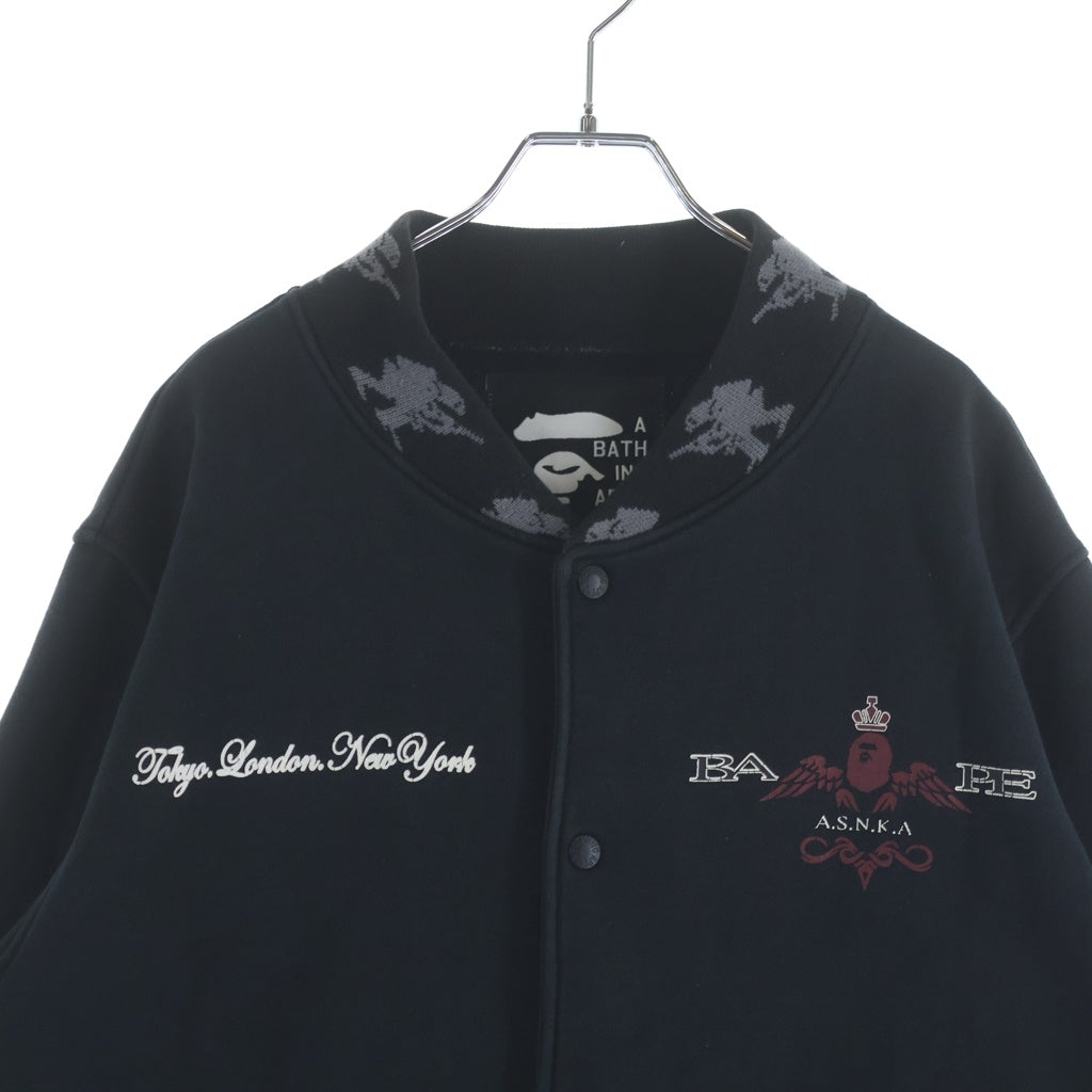 A BATHING APE(アベイシングエイプ) ×STASH BAPE SOLDIER VARSITY JACKET スタッシュ ヴァーシティージャケット ブルゾン ブラック