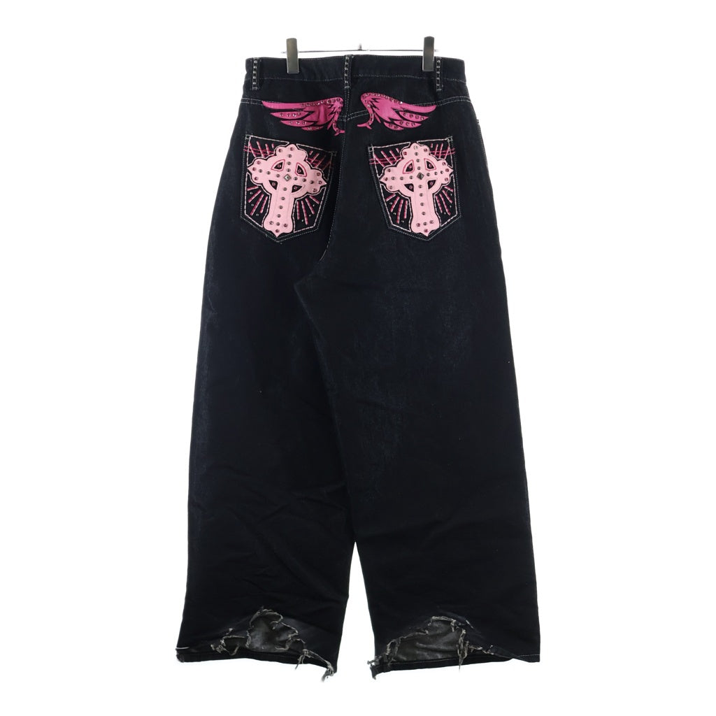 JADED LONDON(ジェイデッドロンドン) PINK SAPPHIRE XL COLOSSUS JEANS ピンクサファイア バギーデニムパンツ インディゴ/ピンク