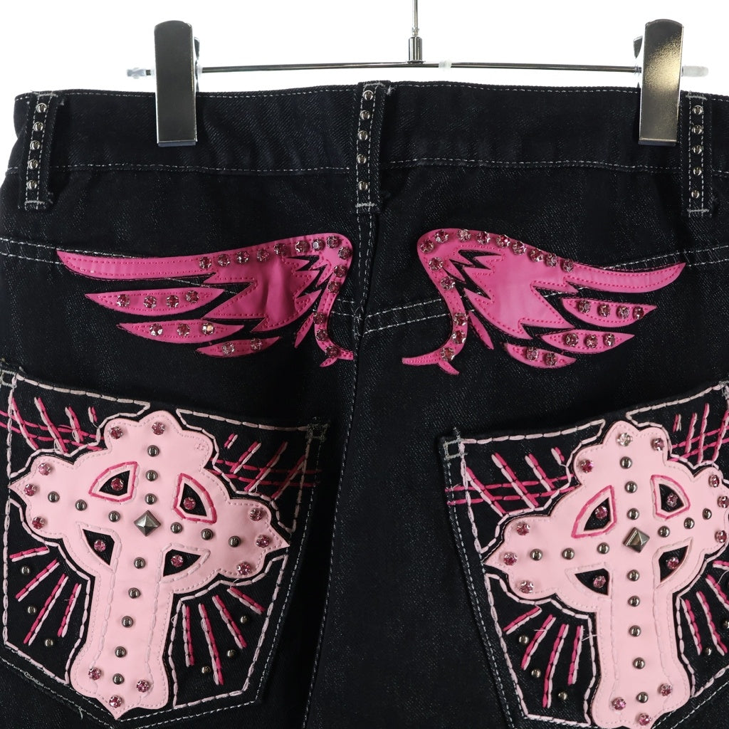JADED LONDON(ジェイデッドロンドン) PINK SAPPHIRE XL COLOSSUS JEANS ピンクサファイア バギーデニムパンツ インディゴ/ピンク