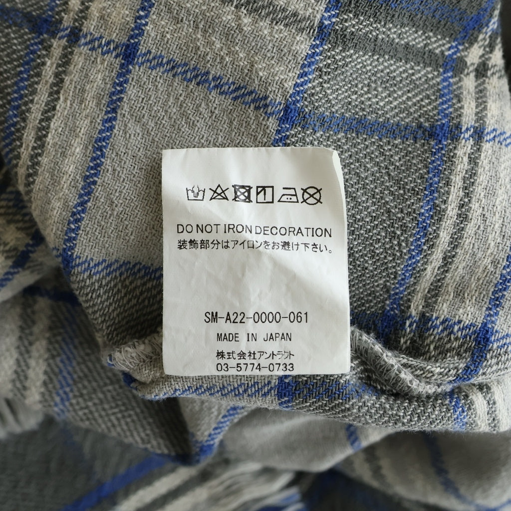 SAINT MICHAEL(セントマイケル) 22AW×SHERMER ACADEMY FRANNL SHIRT シャーマー・アカデミー チェック柄 ダメージ加工 フランネルシャツ 長袖シャツ グレー SM-A22-0000-061