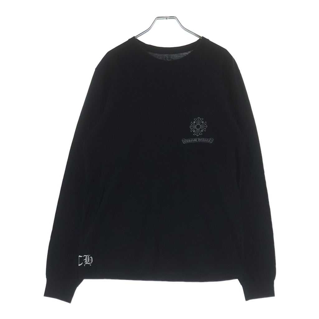 CHROME HEARTS(クロムハーツ) CH PLUS L/S TEE ブロッククロス プリント クルーネック ロングスリーブ 長袖Tシャツ ロンT ブラック