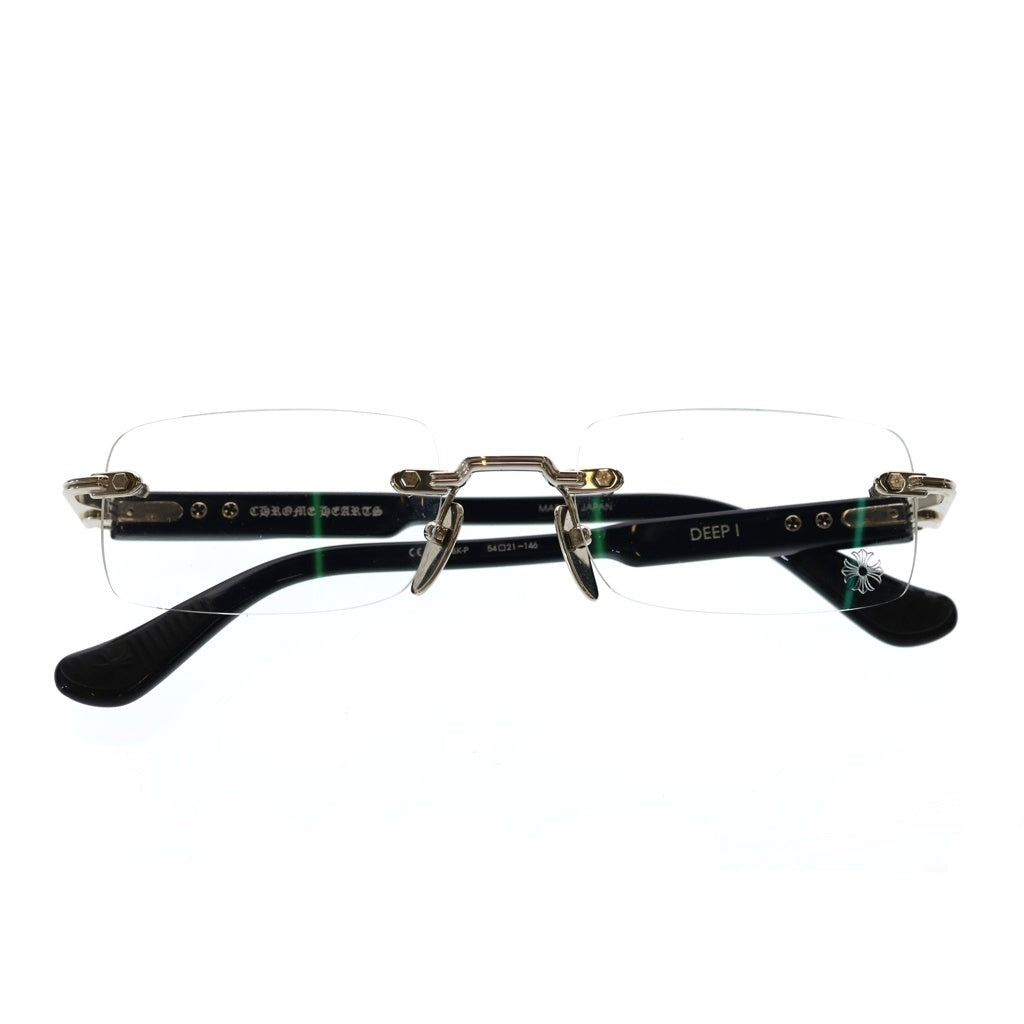 CHROME HEARTS(クロムハーツ) DEEP I ディープ サイドフローラル リムレス クリアレンズ サングラス アイウェア 眼鏡 ブラック/シルバー