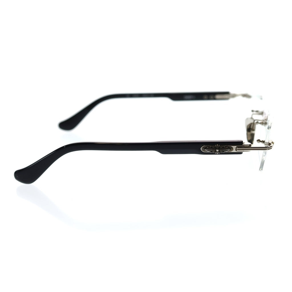 CHROME HEARTS(クロムハーツ) DEEP I ディープ サイドフローラル リムレス クリアレンズ サングラス アイウェア 眼鏡 ブラック/シルバー