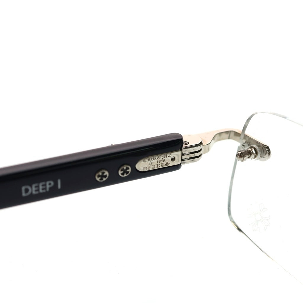 CHROME HEARTS(クロムハーツ) DEEP I ディープ サイドフローラル リムレス クリアレンズ サングラス アイウェア 眼鏡 ブラック/シルバー
