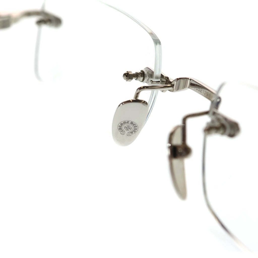 CHROME HEARTS(クロムハーツ) DEEP I ディープ サイドフローラル リムレス クリアレンズ サングラス アイウェア 眼鏡 ブラック/シルバー
