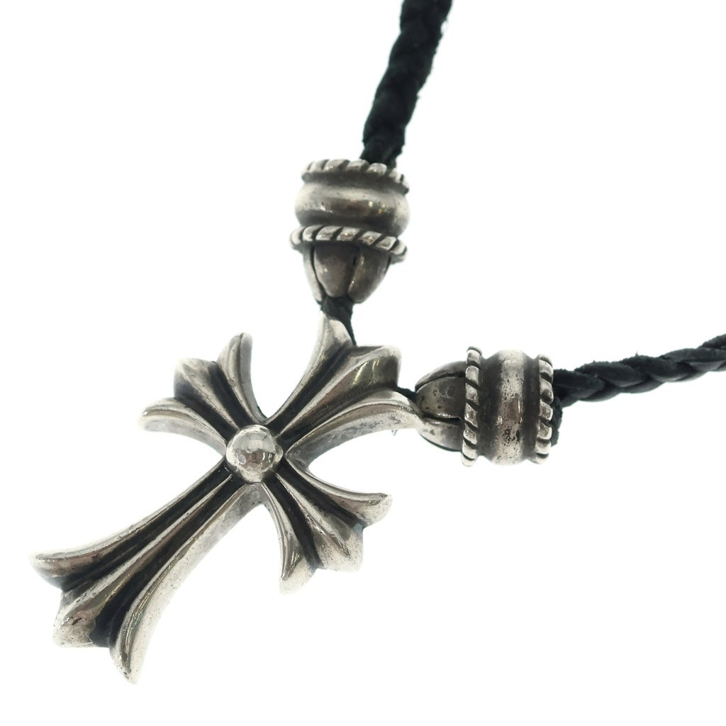 CHROME HEARTS(クロムハーツ) CH CRS SML CL スモールCHクロス クリンプト レザーブレイド ネックレス シルバー/ブラック BCA217
