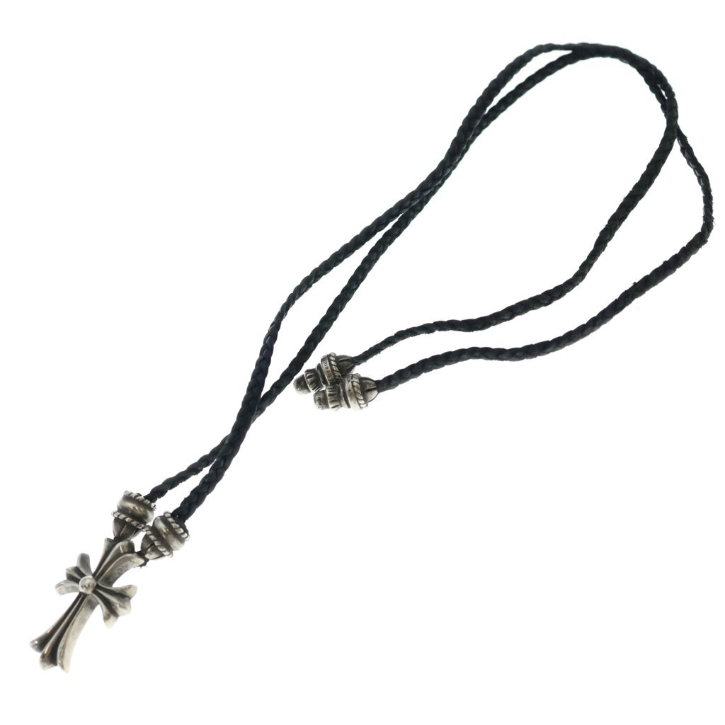 CHROME HEARTS(クロムハーツ) CH CRS SML CL スモールCHクロス クリンプト レザーブレイド ネックレス シルバー/ブラック BCA217