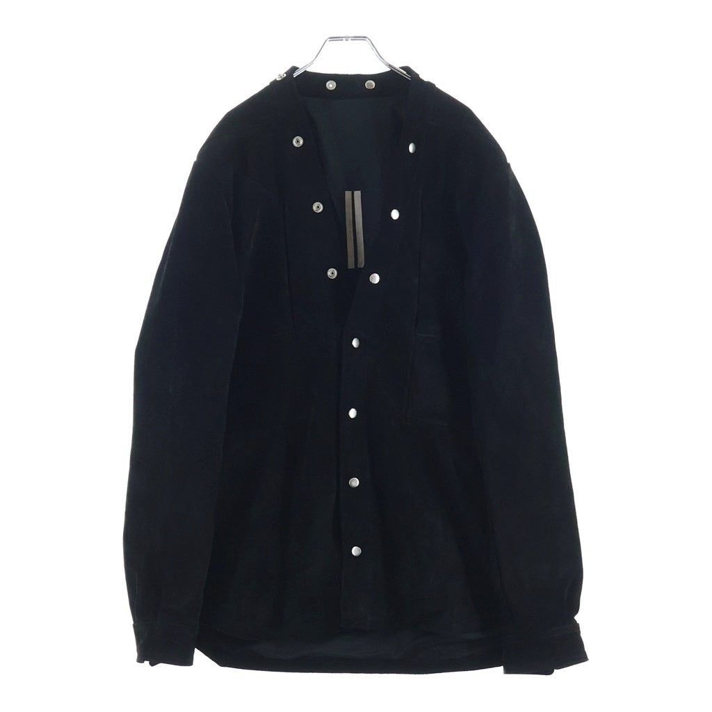 Rick Owens(リックオウエンス) LARRY FOGPOCKET SHIRT カーフレザー ラリーフォグポケット 長袖シャツ ブラック RU02E1287-LSC