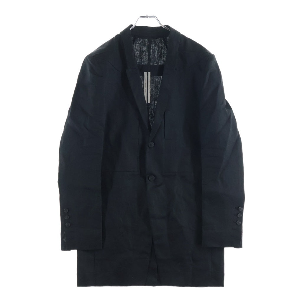 Rick Owens(リックオウエンス) 26SS HOLYWOOD LUXOR FOGPOCKET LIDO JACKET リネン フォグポケットバックベルトテーラードジャケット ブレザー ブラック RU01E5753-TWL
