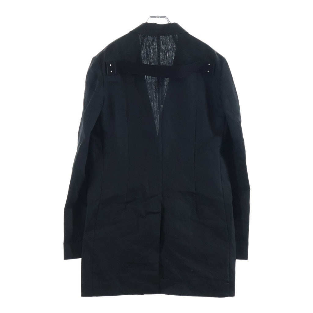 Rick Owens(リックオウエンス) 26SS HOLYWOOD LUXOR FOGPOCKET LIDO JACKET リネン フォグポケットバックベルトテーラードジャケット ブレザー ブラック RU01E5753-TWL