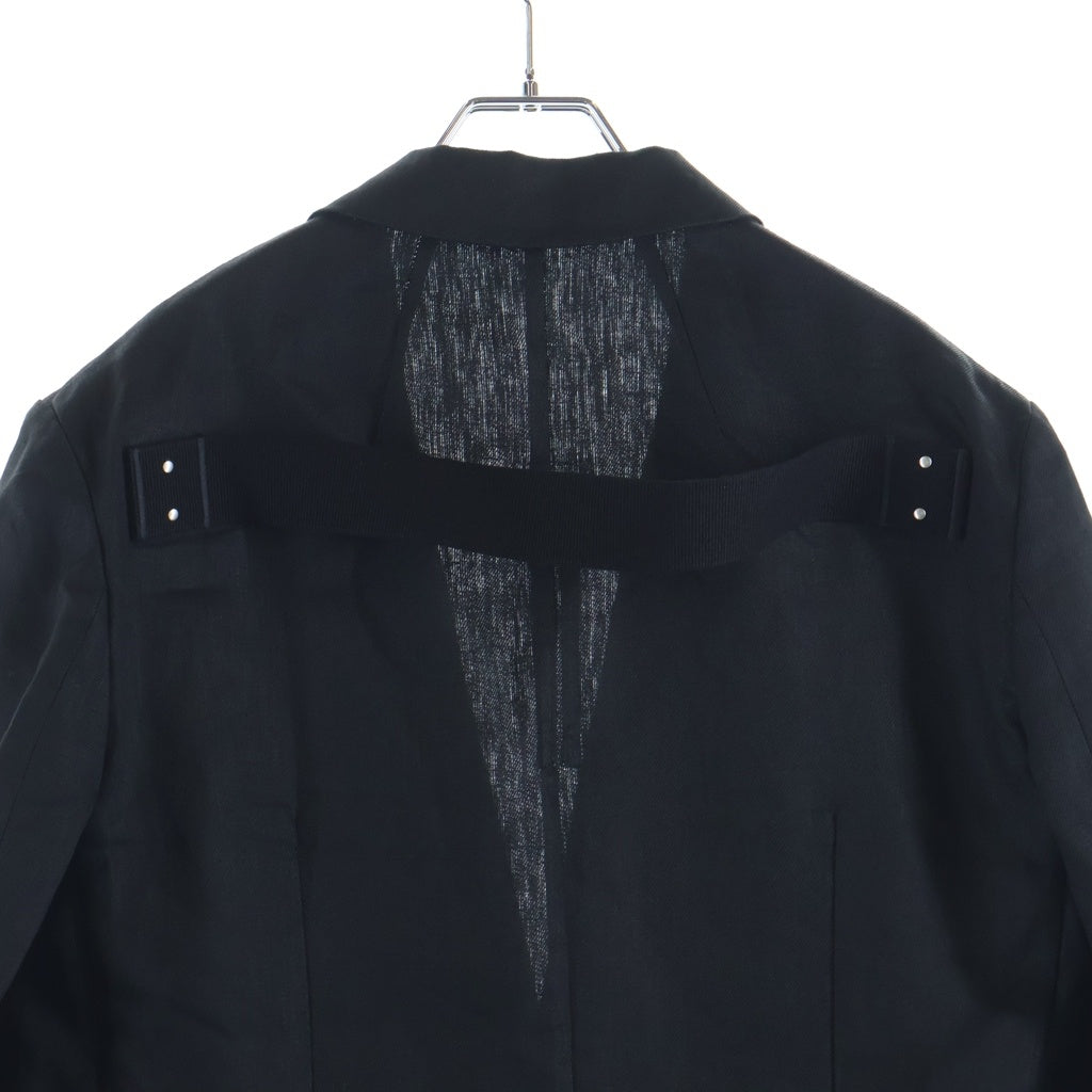 Rick Owens(リックオウエンス) 26SS HOLYWOOD LUXOR FOGPOCKET LIDO JACKET リネン フォグポケットバックベルトテーラードジャケット ブレザー ブラック RU01E5753-TWL