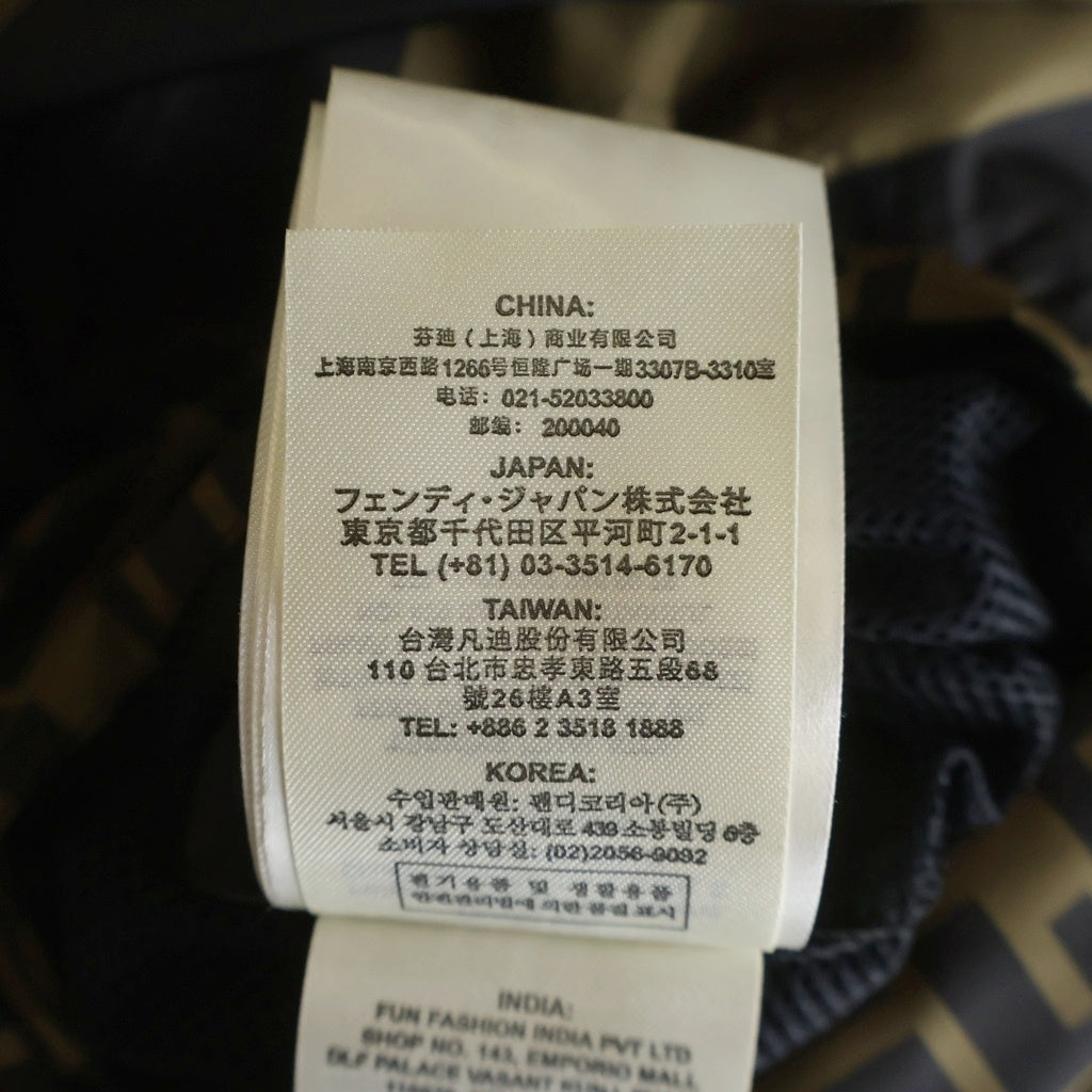 FENDI(フェンディ) FFロゴ ズッカ柄 ストライプ リバーシブル ジップアップパーカー ウィンドブレーカー FAA615 A79N ブラウン/ブラック