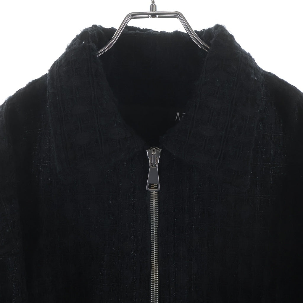 A.F ARTEFACT(エーエフアーティファクト) TUCK SLEEVE JACKET LUXURY TWEED タッグスリーブ ツイード ジップアップジャケット ブラック
