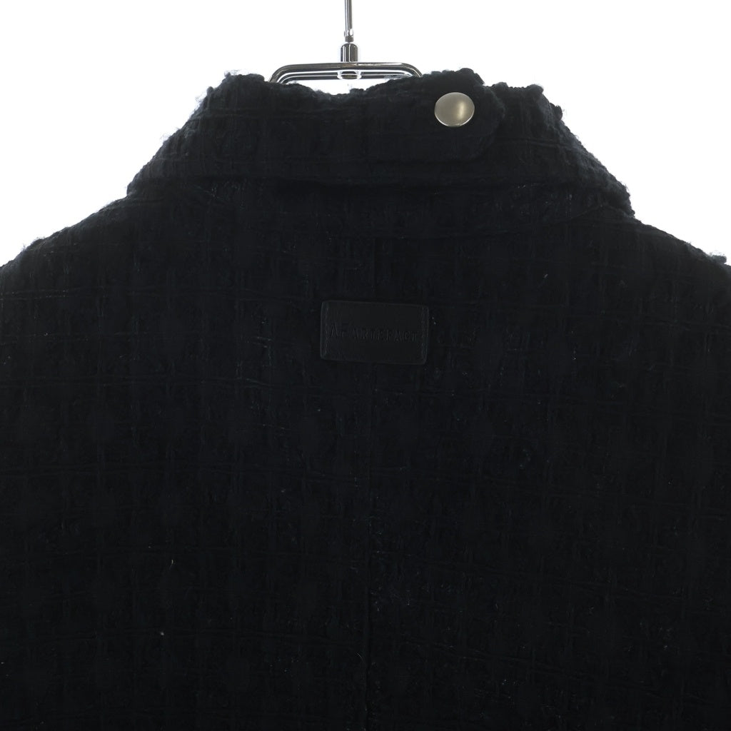 A.F ARTEFACT(エーエフアーティファクト) TUCK SLEEVE JACKET LUXURY TWEED タッグスリーブ ツイード ジップアップジャケット ブラック