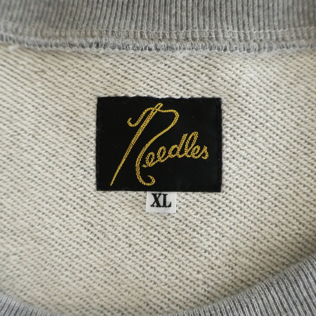 Needles(ニードルス) ×THE GALLERY BOX H.D.TRACK CREWNECK SHIRT ザギャラリーボックス サイドライン パピヨン刺繍 トラッククルーネックトレーナー スウェット グレー RW1705