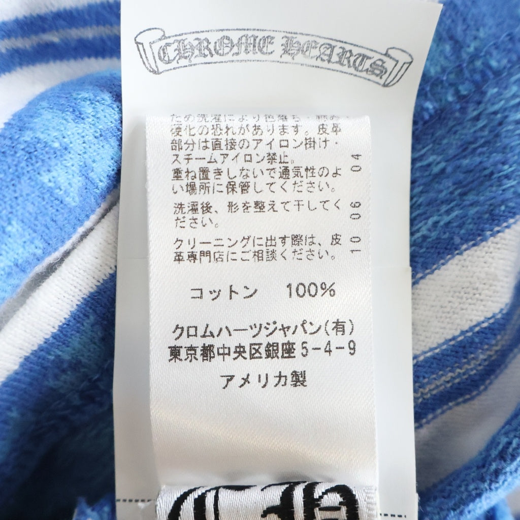 CHROME HEARTS(クロムハーツ) Y NOT Vine Dagger Embroidery Stripe Polo Long Sleeve Shirts ヴァインダガー刺繍 ポロ ロングスリーブシャツ ブルー