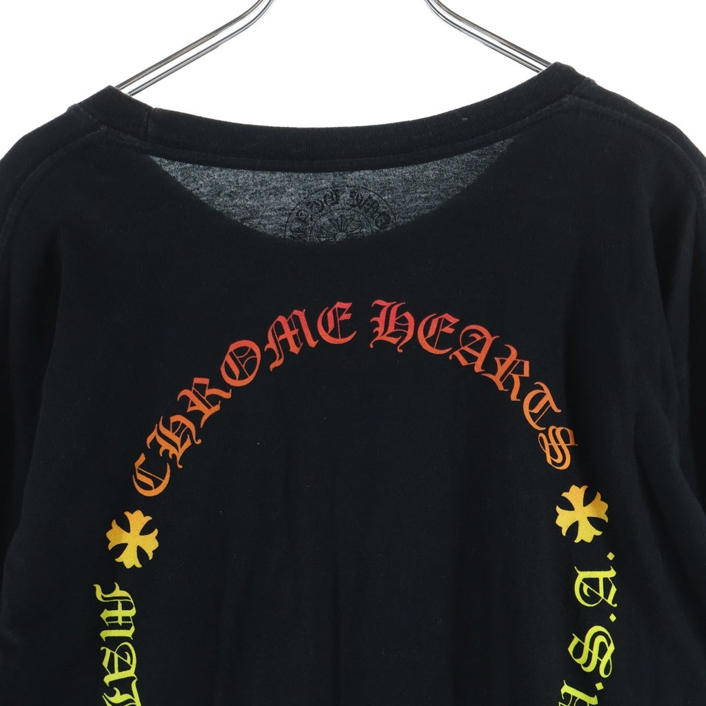 CHROME HEARTS(クロムハーツ) グラデーションロゴプリント ハリウッド限定 袖フローラル ホースシュー 長袖Tシャツ カットソー ブラック
