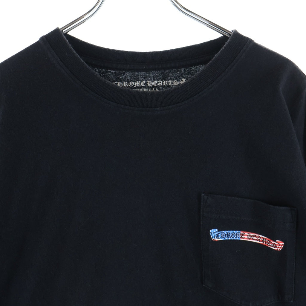 CHROME HEARTS(クロムハーツ) American Flag Back Scroll Logo Label L/S Tee 星条旗 アメリカンフラッグ 長袖Tシャツ カットソー ブラック