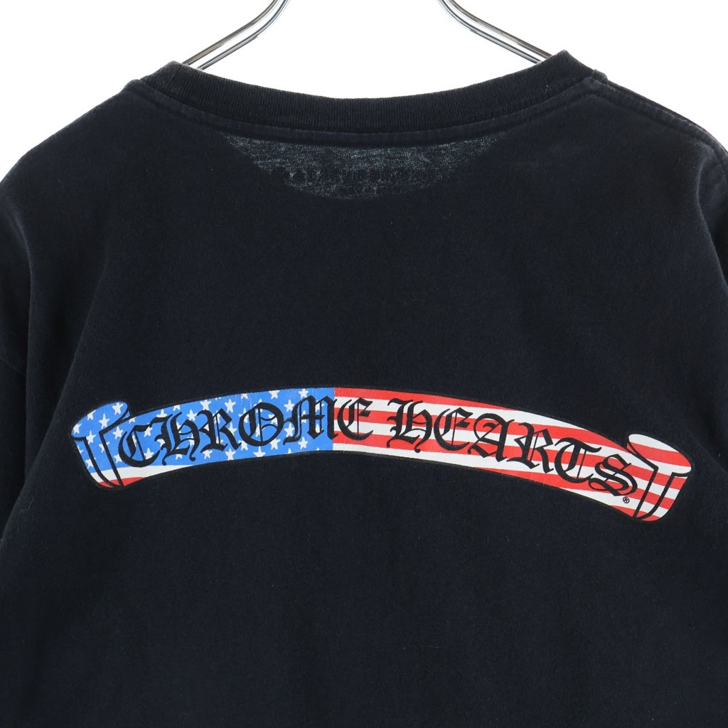 CHROME HEARTS(クロムハーツ) American Flag Back Scroll Logo Label L/S Tee 星条旗 アメリカンフラッグ 長袖Tシャツ カットソー ブラック