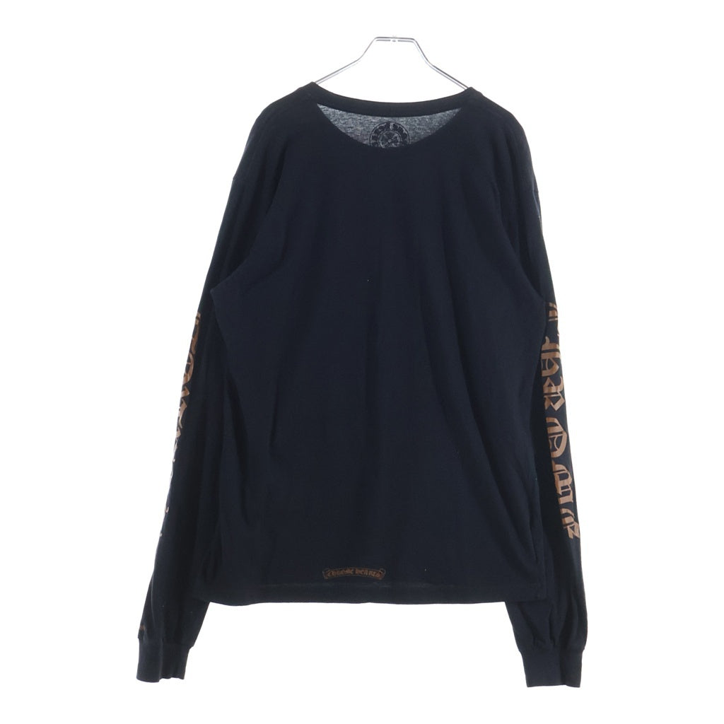 CHROME HEARTS(クロムハーツ) Neck Logo L/S Tee ネックロゴプリント長袖Tシャツ カットソー ブラック/ブラウン