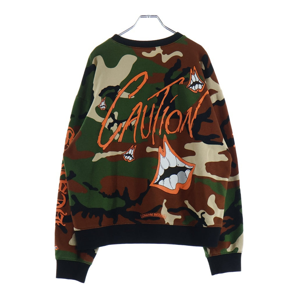 CHROME HEARTS(クロムハーツ) ×MATTY BOY PPO CAUTION Crewneck Sweatshirt マッティボーイ カモフラ総柄 チョンパープリント クルーネックスウェット トレーナー カーキ