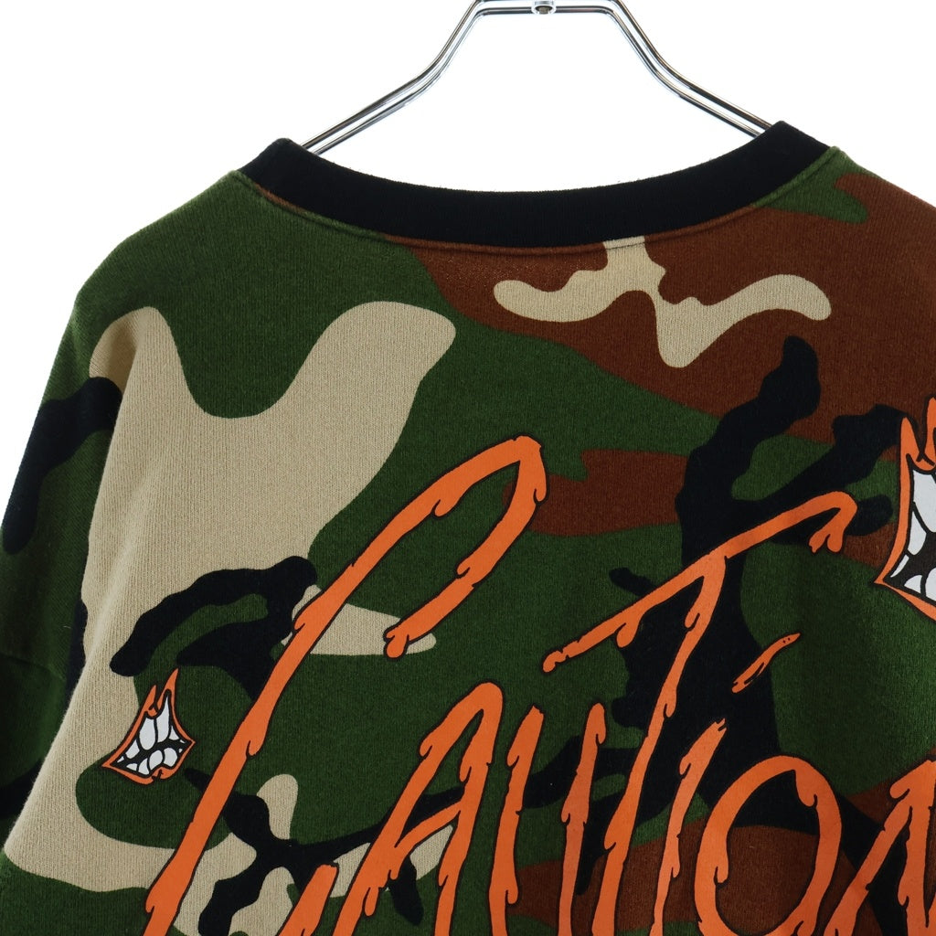 CHROME HEARTS(クロムハーツ) ×MATTY BOY PPO CAUTION Crewneck Sweatshirt マッティボーイ カモフラ総柄 チョンパープリント クルーネックスウェット トレーナー カーキ