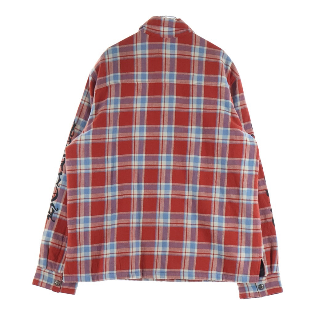 CHROME HEARTS(クロムハーツ) WORKN JNKYD PLD スリーブロゴ チェック柄キルティングシャツジャケット レッド
