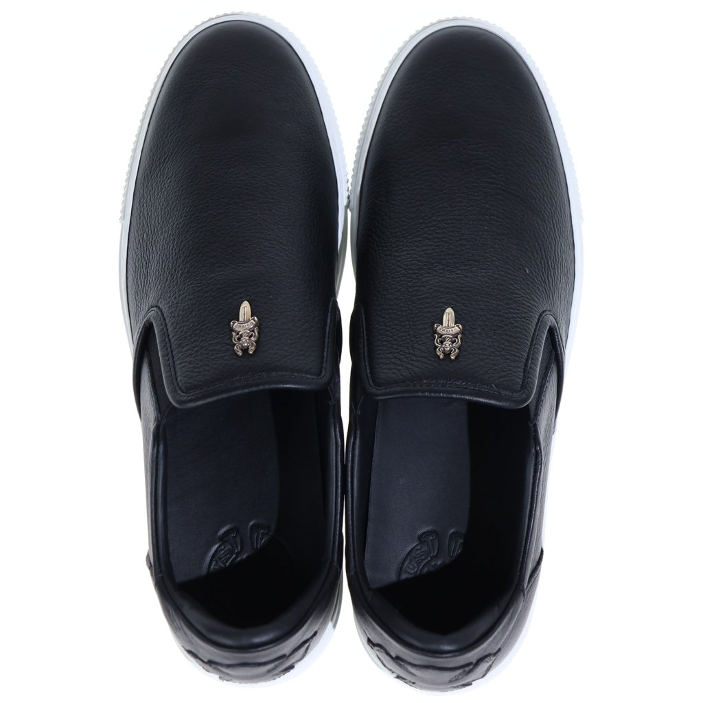 CHROME HEARTS(クロムハーツ) SLIP ON BLK CALF スリッポン CHプラスレザーパッチダガー付レザースニーカー ブラック