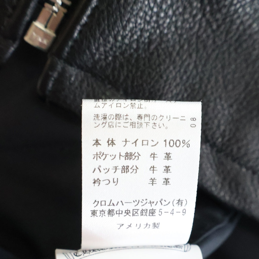 CHROME HEARTS(クロムハーツ) Y NOT Carpenter Leather Pocket Nylon Zip S/S Shirts ワイノット カーペンター レザーポケット 半袖シャツ ブラック